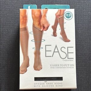 Ease Opaque Knee Highs with Silicone Band - black large long 20-30 mmHg NEW